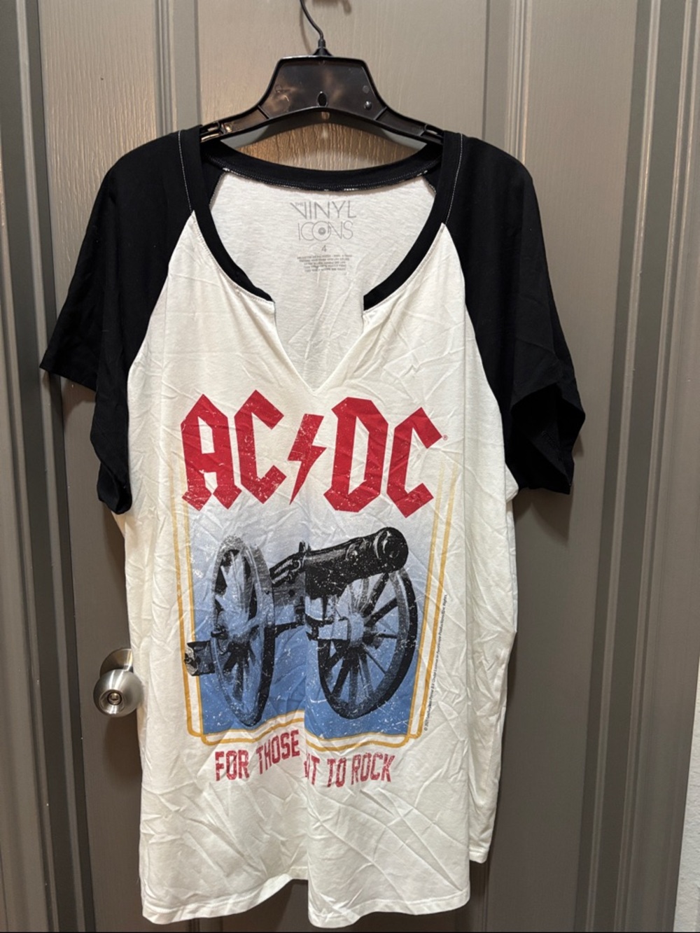 AC/DC Graphic Raglan Tee in Black & White
